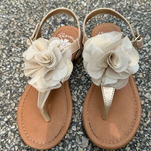 Girls Gold Floral Sandals